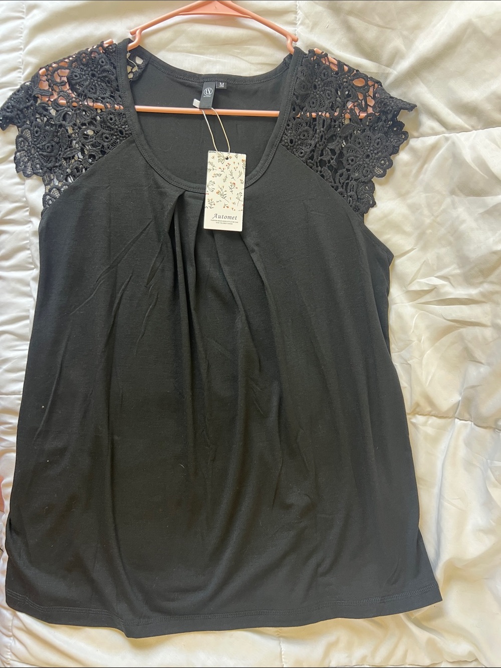 Women's Black Crochet-Sleeve Tank Top by